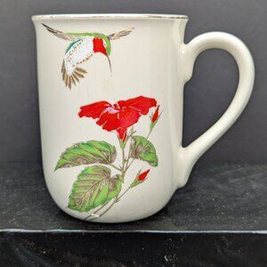 Vintage Otagiri Humming Bird Hibiscus Flower Gold Trimmed 8 Oz Coffee Tea Mug
